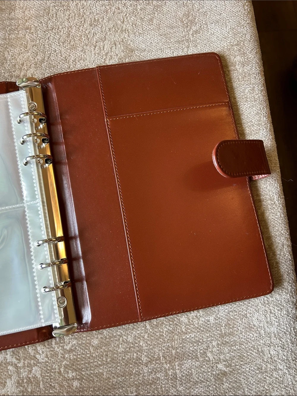 Leather Ring Binder Organizer in Cognac